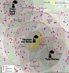 établissements scolaires dans les 4 kilomètres autour du futur site de Thermo sur Seine